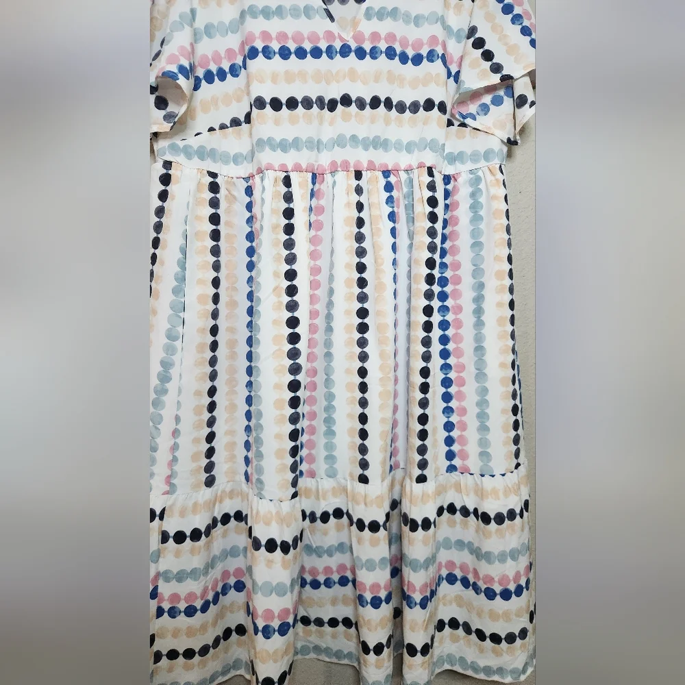 Pastel Dot Short Sleeve Easter Dress Size 14 - Picture 4 of 7